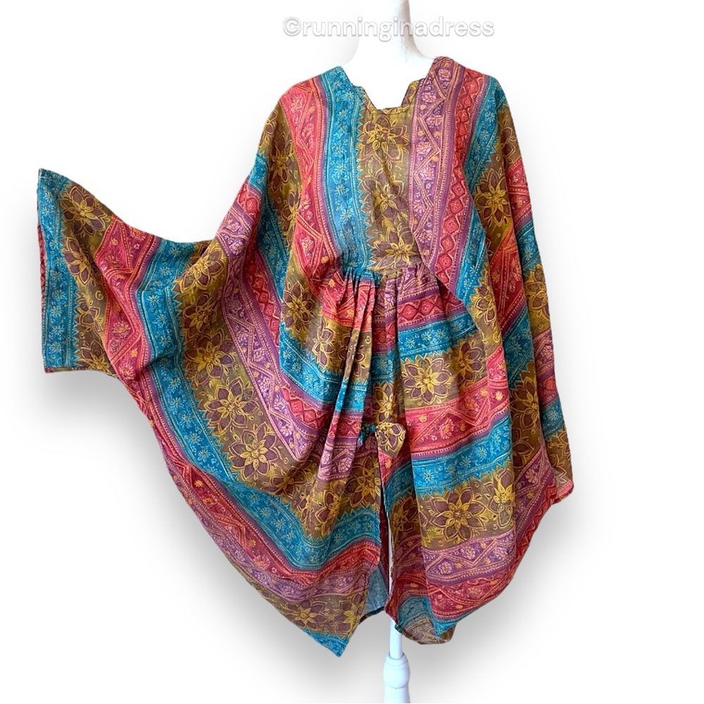 Boho Kaftan and Maxi Skirt Set Upcycled Vintage 70s One Size Fits Up to 3XL - Picture 3 of 16